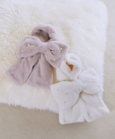 Maison de FLEUR パールリボン付きファーティペット