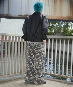 WEGO 【ウエストゴム】スーパーフレアカーゴパンツ