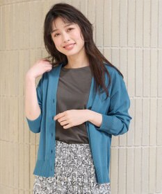 ANY L 【洗濯機可/接触冷感/アンチピリング】シアーニットVネックカーディガン