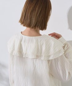 YECCA VECCA ストライプ柄ラッフルブラウス