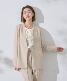 YECCA VECCA ストライプ柄ラッフルブラウス