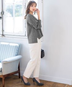 Tiaclasse 【洗える】アラン柄キーネックニットトップス