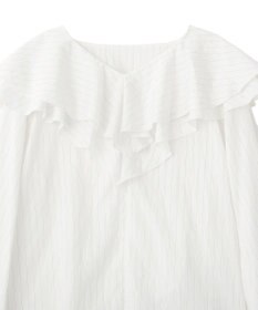 YECCA VECCA ストライプ柄ラッフルブラウス