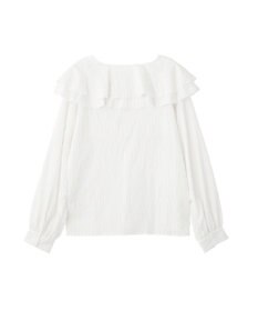 YECCA VECCA ストライプ柄ラッフルブラウス