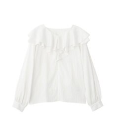 YECCA VECCA ストライプ柄ラッフルブラウス