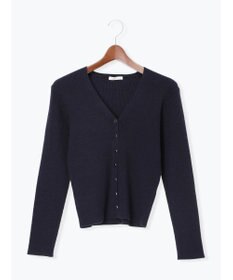 Te chichi ウェーブメタル釦Vネックリブカーディガン