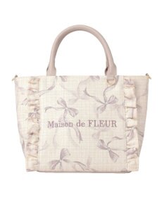 Maison de FLEUR ツイードリボンプリント2WayバッグM