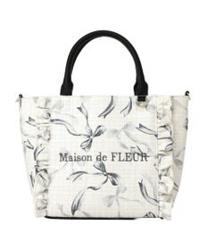 Maison de FLEUR ツイードリボンプリント2WayバッグM