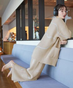 Tiaclasse ふわもちニュアンス配色ニットカーディガン