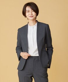 J.PRESS LADIES L 【洗える】アルガンシルク ノーカラー ジャケット