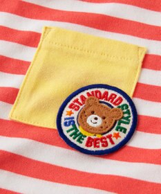 MIKI HOUSE HOT BISCUITS 【80-120cm】 ポケット付き 先染め ボーダー柄 半袖Tシャツ