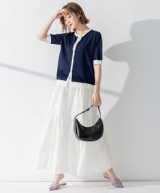 23区 【洗える】レーヨンポリエステルストレッチ 半袖 カーディガン