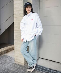 WEGO 【ユニセックス着用ITEM/MLサイズ展開】オックスフォードワンポイントシャツ（LS）