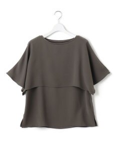 23区 L 【洗える/好評につき新色追加】ストレッチジョーゼットリブコンビ レイヤー カットソー