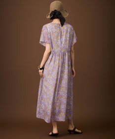 自由区 L 【SHIHOさん着用・シアーな抜け感】ハーバリウムフラワープリントVネック ワンピース