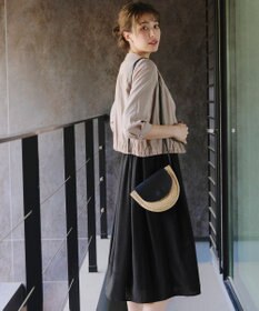 Tiaclasse 【洗える】シャーリングパフスリーブシアーワンピース