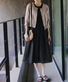 Tiaclasse 【洗える】シャーリングパフスリーブシアーワンピース