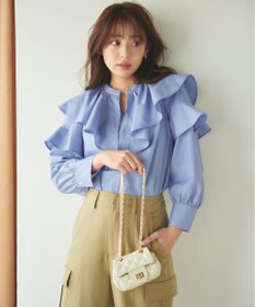 Feroux 【洗える】ラッフルスキッパー ブラウス