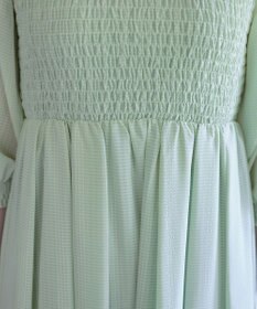 Tiaclasse 【洗える】シャーリングパフスリーブシアーワンピース