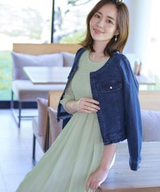 Tiaclasse 【洗える】シャーリングパフスリーブシアーワンピース