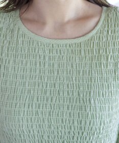 Tiaclasse 【洗える】シャーリングパフスリーブシアーワンピース