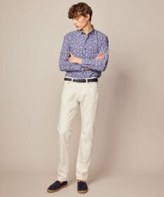 JOSEPH ABBOUD 【洗える】フラワーモチーフストレッチ シャツ