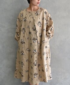 muuc 〈コットン×リネン〉〈高品質なドライタッチ生地〉野小花刺繍ゆったりワンピース