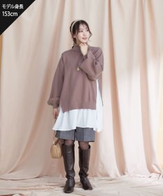 Tiaclasse 【洗える】コンビフレアニットトップス