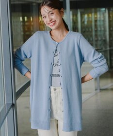 Tiaclasse 【洗える】ラウンドネックミドル丈ニットカーディガン