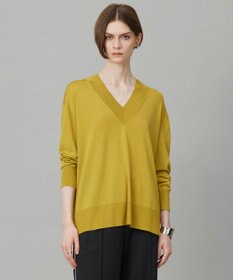 ICB L 【洗える】シルクヴィスコースハイゲージ Vネックニット