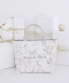 Maison de FLEUR ツイードリボンプリント2WayバッグM