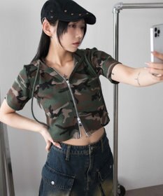 WEGO リブハンソデジップパーカー