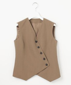 23区 【エステータ】ウールリネン アシンメトリーボタン ベスト