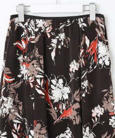 自由区 【洗える】ブラッシュドフラワープリント フレアスカート