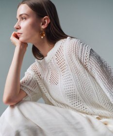 BEIGE， ATACAM / パターンメッシュ ハーフニット