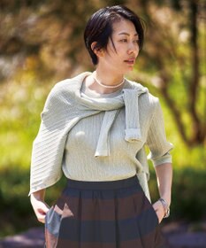 自由区 L 【カタログ掲載・アンサンブル対応・洗える】グリッターリブプルオーバー ニット