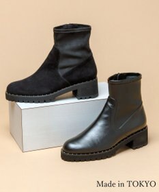 Dominic3 スタッズピース ストレッチショートブーツ