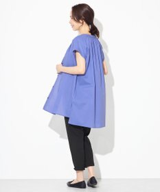 ANY 【洗える】シャーリングチュニック ブラウス