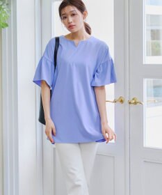 Tiaclasse 【洗える】キーネックフレア袖チュニックブラウス