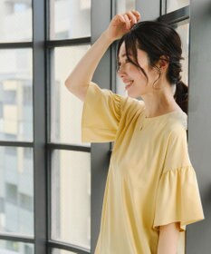 Tiaclasse 【洗える】キーネックフレア袖チュニックブラウス