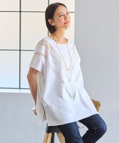 自由区 【洗える・XSサイズあり】レースEDGEフロントレース カットソー