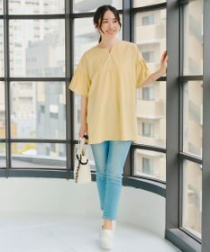 Tiaclasse 【洗える】キーネックフレア袖チュニックブラウス