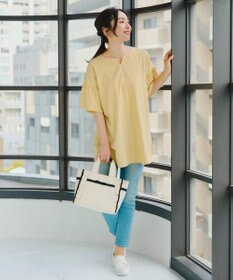 Tiaclasse 【洗える】キーネックフレア袖チュニックブラウス