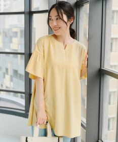 Tiaclasse 【洗える】キーネックフレア袖チュニックブラウス