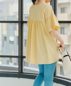 Tiaclasse 【洗える】キーネックフレア袖チュニックブラウス