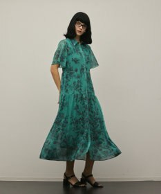 GRACE CONTINENTAL フラワープリントシャツフレアワンピース