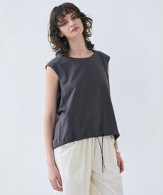 BEIGE， 【洗える】IXIA / コットンノースリーブドロストトップス