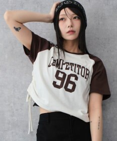 WEGO グラフィックショートサイドリボンドロストT