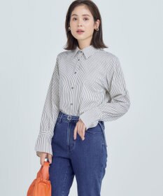 組曲 L コンパクトシャーティング フレア袖シャツ