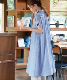 Tiaclasse L 【洗える】ストライプフリルシャツワンピース